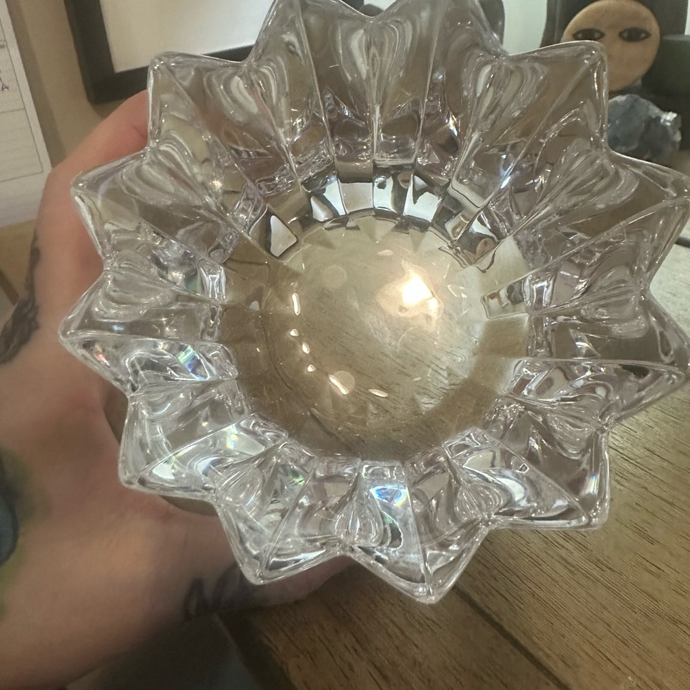 Vintage Signed Orrefors Fleur Jan Johansson Heavy Crystal Bowl - Picture 2 of 4